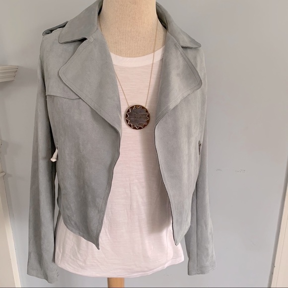 SOLD !!  Anthro faux suede sky blue Expressway moto jacket - Picture 15 of 16